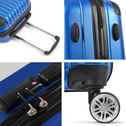 Wanderlite 3 Set Luggage 20-24-28 Inch with TSA Lock Spinner Hard Shell Travel Suitcase Luggage Organiser Case Blue 7