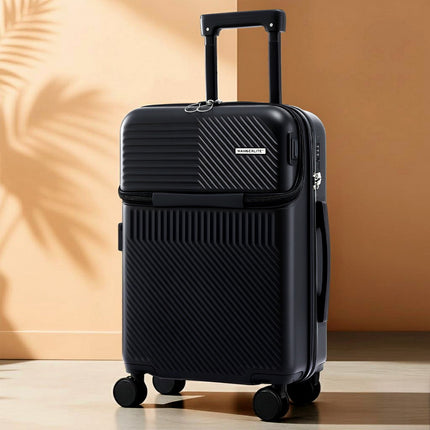 Wanderlite 20" Luggage Suitcase Front Pocket Travel Carry On TSA Black 7