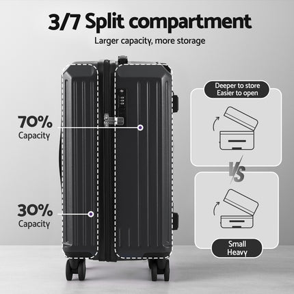 Wanderlite 2pcs Trunk Luggage Suitcase Travel Carry On TSA Lock 12" 20" Black 4
