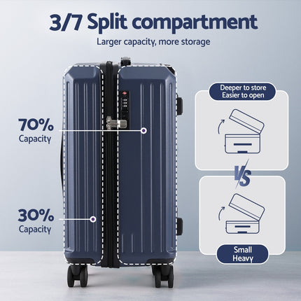 Wanderlite 2pcs Trunk Luggage Suitcase Travel Carry On TSA Lock 12" 20" Navy 4