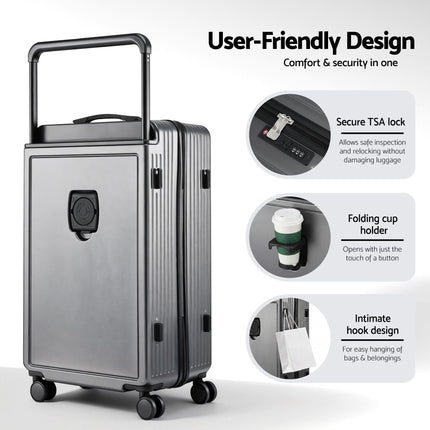 Wanderlite 28" Wide Handle Luggage Suitcase Travel TSA Lock Anthracite Grey 6