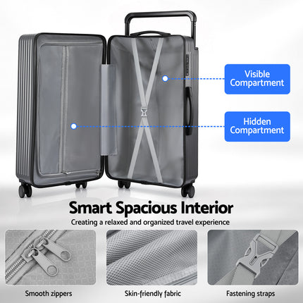 Wanderlite 28" Wide Handle Luggage Suitcase Travel TSA Lock Anthracite Grey 8