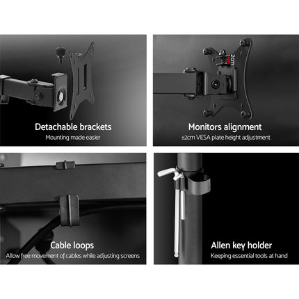 Artiss Monitor Arm Dual Desk Mount Screen Bracket Holder 6