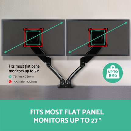 Artiss Monitor Arm Gas Spring Dual Desk Mount Screen Holder 7