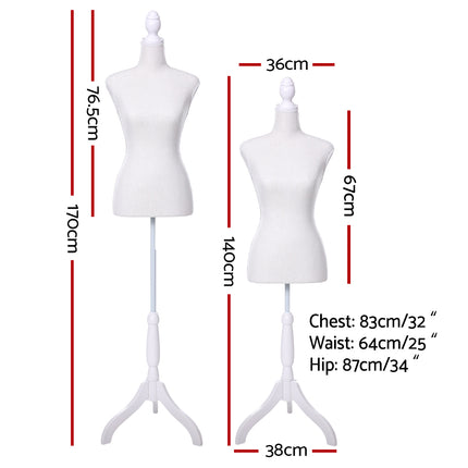 Female Mannequin 170cm Model Dressmaker Clothes Display Torso Tailor Wedding White 2