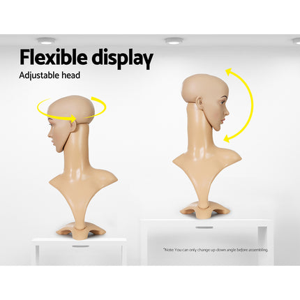 Embellir Female Mannequin Head Dummy Model Display Shop Stand Professional Use 7