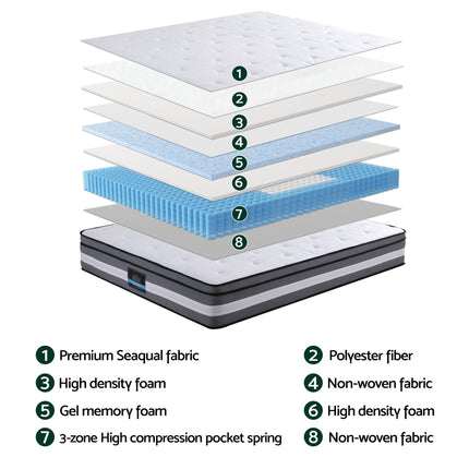 Giselle Bedding 30cm Mattress Gel Foam Pocket Spring King Single 5