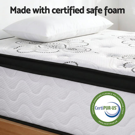 Giselle Bedding King Single Mattress 30cm Pocket Spring Euro Top Medium Firm Foam 7