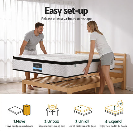 Giselle Bedding King Single Mattress 30cm Pocket Spring Euro Top Medium Firm Foam 10