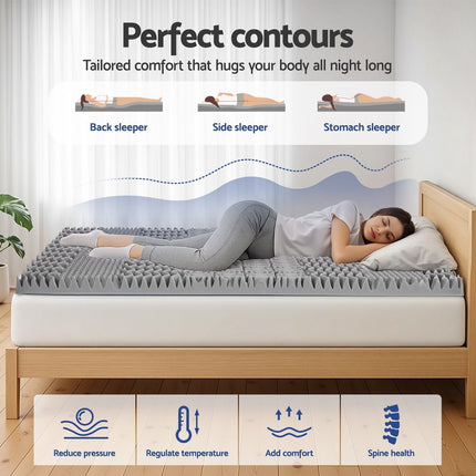 Giselle Bedding 8cm Memory Foam Mattress Topper 7-Zone Graphite Double 4