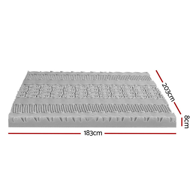 Giselle Bedding 8cm Memory Foam Mattress Topper 7-Zone Graphite King 2