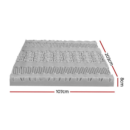 Giselle Bedding 8cm Memory Foam Mattress Topper 7-Zone Graphite King Single 2