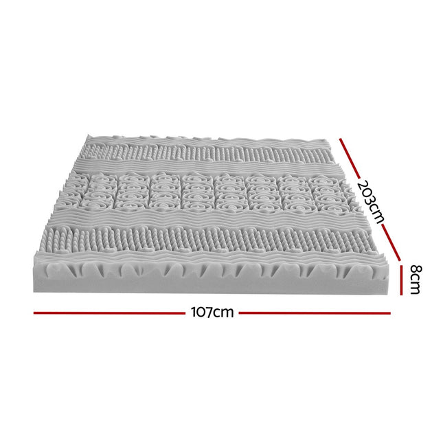 Giselle Bedding 8cm Memory Foam Mattress Topper 7-Zone Graphite King Single 2