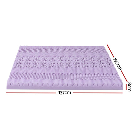 Giselle 8cm Memory Foam Mattress Topper Lavender Infused Bamboo Cover 7-Zone Double 2