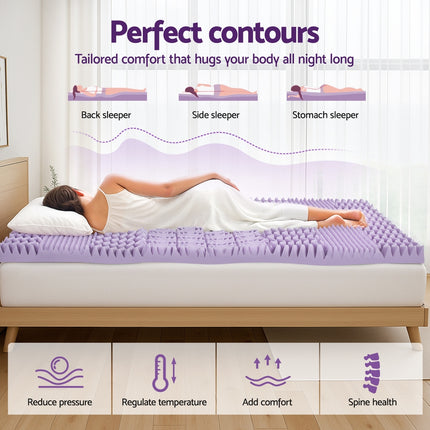 Giselle 8cm Memory Foam Mattress Topper Lavender Infused Bamboo Cover 7-Zone Double 4