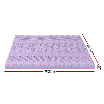 Giselle 8cm Memory Foam Mattress Topper Lavender Infused Bamboo Cover 7-Zone King 2