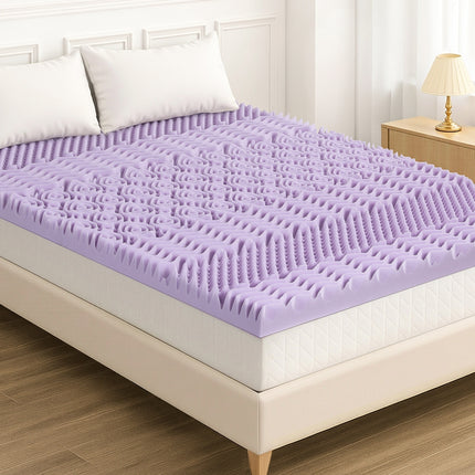 Giselle 8cm Memory Foam Mattress Topper Lavender Infused Bamboo Cover 7-Zone King 7