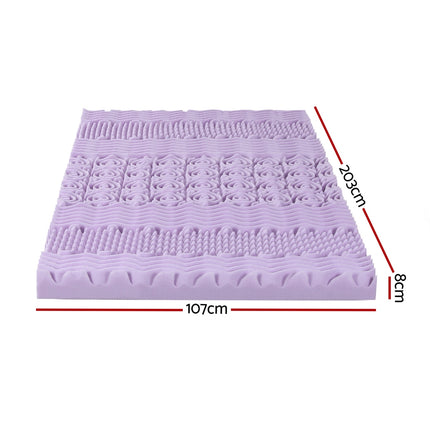 Giselle 8cm Memory Foam Mattress Topper Lavender Infused Bamboo Cover 7-Zone King Single 2