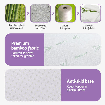 Giselle 8cm Memory Foam Mattress Topper Lavender Infused Bamboo Cover 7-Zone Single 6