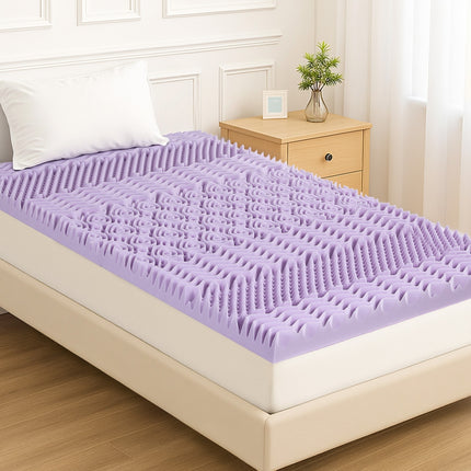 Giselle 8cm Memory Foam Mattress Topper Lavender Infused Bamboo Cover 7-Zone Single 7