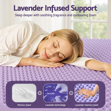 Giselle 5cm Memory Foam Mattress Topper Lavender Infused Egg Crate Pad Mat Double 5