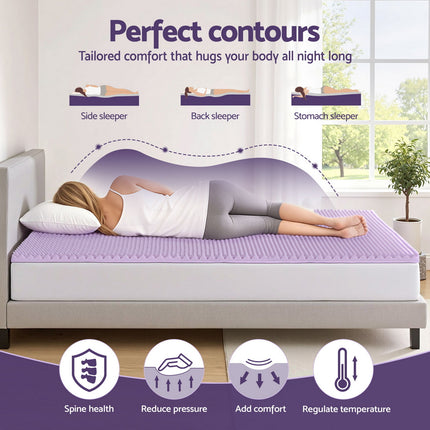 Giselle 5cm Memory Foam Mattress Topper Lavender Infused Egg Crate Pad Mat King 3