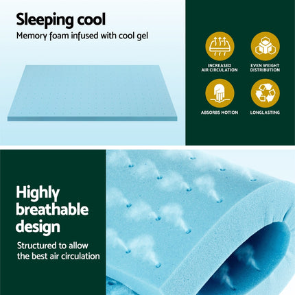 Giselle Bedding Memory Foam Mattress Topper Ventilated Cool Gel 5cm King Single 4