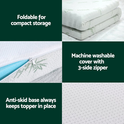 Giselle Bedding Memory Foam Mattress Topper Ventilated Cool Gel 5cm King Single 5