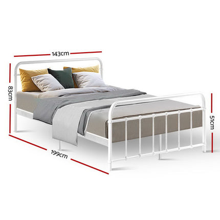Artiss Bed Frame Metal Bed Frame LEO - Double (White) 2