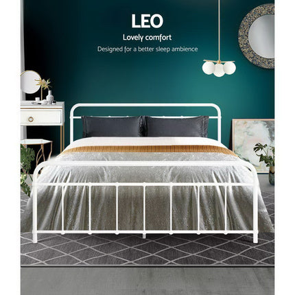 Artiss Bed Frame Metal Bed Frame LEO - Queen (White) 3