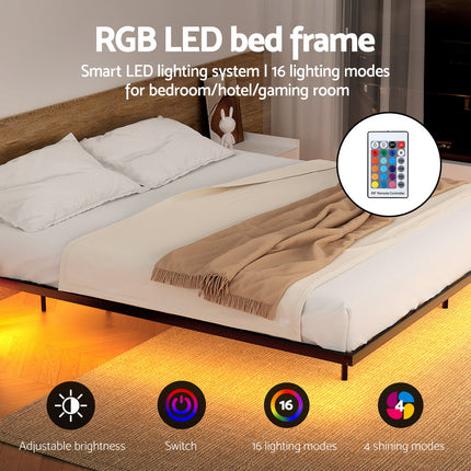 Artiss Double Bed Frame,Floating Metal Bed Frame with Smart LED Lights - Sturdy Metal Platform Bed Base, Silent Design, Tool-Free Assembly, 300KG Capacity for Home/Hotel/Master Bedroom​ 5