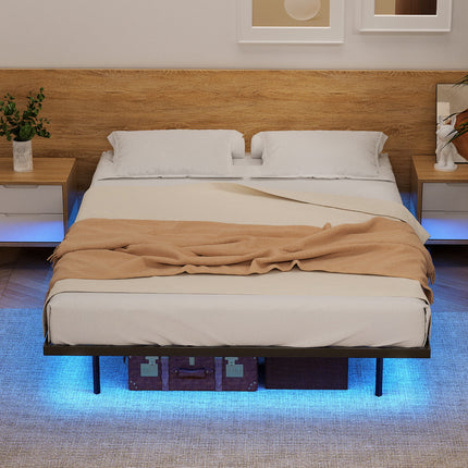 Artiss Double Bed Frame,Floating Metal Bed Frame with Smart LED Lights - Sturdy Metal Platform Bed Base, Silent Design, Tool-Free Assembly, 300KG Capacity for Home/Hotel/Master Bedroom​ 7