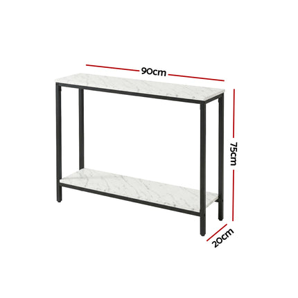 Artiss Console Table Entryway Hallway Display Desk Marble Effect White 4