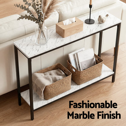 Artiss Console Table Entryway Hallway Display Desk Marble Effect White 6