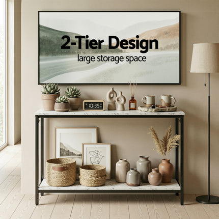 Artiss Console Table Entryway Hallway Display Desk Marble Effect White 7