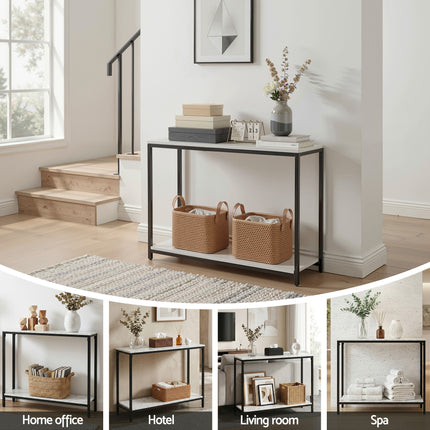 Artiss Console Table Entryway Hallway Display Desk Marble Effect White 9