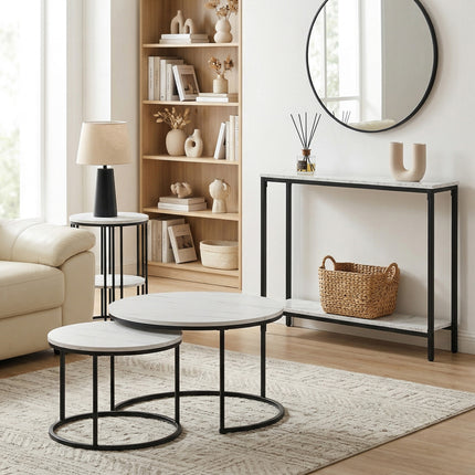 Artiss Console Table Entryway Hallway Display Desk Marble Effect White 10