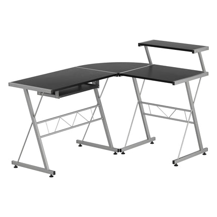 Artiss Computer Desk L-Shape Keyboard Tray Shelf Black 8