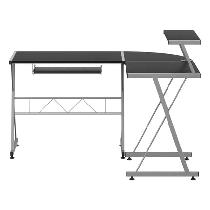 Artiss Computer Desk L-Shape Keyboard Tray Shelf Black 3