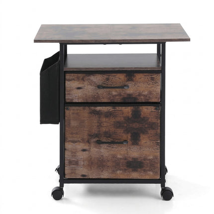 Artiss 2 Fabric Drawer File Cabinet Printer Stand Rolling File Cabinet with Side Bag 4