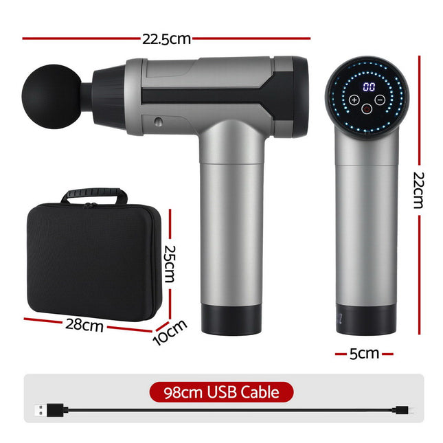 Everfit Massage Gun 30 Speed 6 Heads Vibration Muscle Massager Chargeable Black 2
