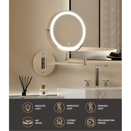Embellir Extendable Makeup Mirror 10X Magnifying Double-Sided Bathroom Silver 4
