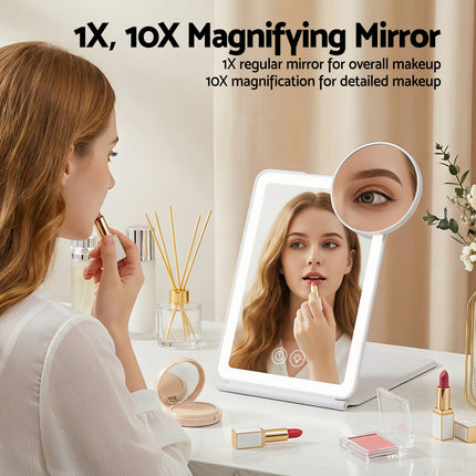 Embellir Portable Travel Makeup Mirror Rechargeable Makeup Mirror with Lights 10x Magnifier White 6