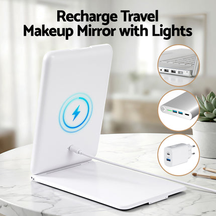 Embellir Portable Travel Makeup Mirror Rechargeable Makeup Mirror with Lights 10x Magnifier White 7
