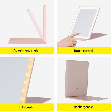 Embellir Compact Makeup Mirror w/ LED Light Portable Foldable Travel Beauty Pink 6