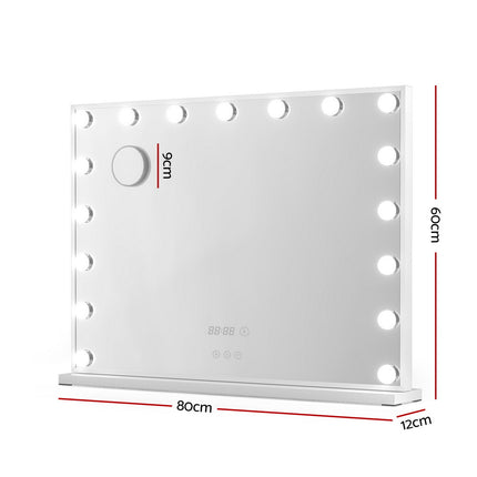 Embellir Makeup Mirror 80x60cm Hollywood Vanity with LED Light Tabletop White 2