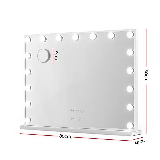 Embellir Makeup Mirror 80x60cm Hollywood Vanity with LED Light Tabletop White 2