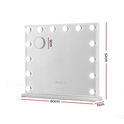 Embellir Makeup Mirror 60x52cm Hollywood Vanity with LED Light Tabletop White 2