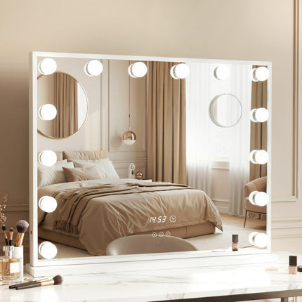 Embellir Makeup Mirror 60x52cm Hollywood Vanity with LED Light Tabletop White 7