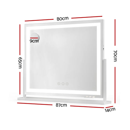 80x65cm Embellir Makeup Mirror Hollywood Vanity with LED Light White Frame 2